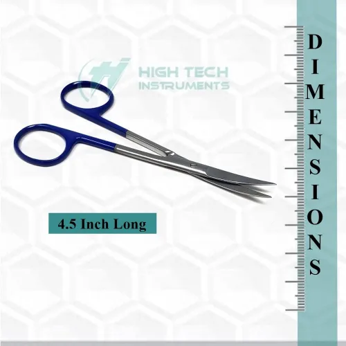 Vista 3 de Tijeras Premium Iris Tijeras de Microdisección Curvas de 4.5" con Cuchillas Finas y Afiladas Hechas de Acero Inoxidable Herramientas Médicas