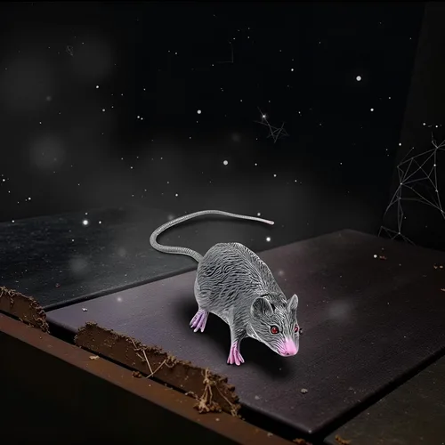 Vista 5 de 2Pcs Lifelike Fake Mouse Realistic Mice, Spooky Rat, Halloween Prank, Rubber Rat with Long Tail, Creepy April Fool's Day Decorations