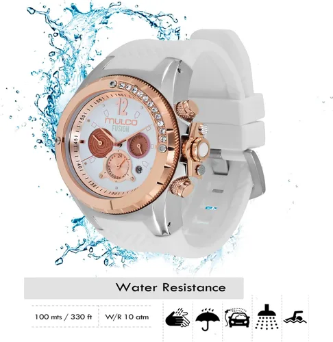 Vista 2 de MULCO Watches for Women-Blue Marine, Silver Stainless Steel Case with Silicone Wrist Band, Quartz Multifunction Movement,Large Analog Display