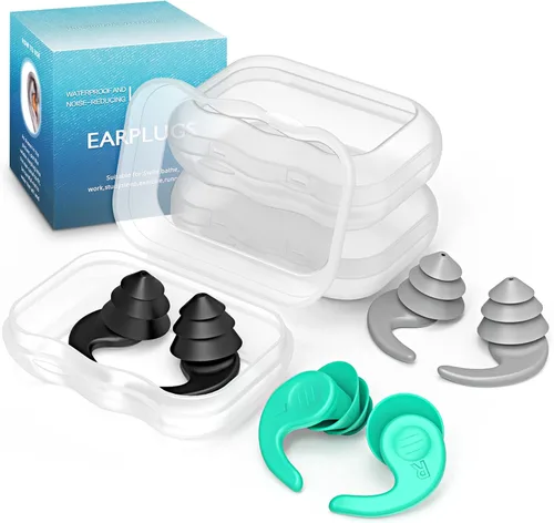 Vista 8 de Tapones para los oídos de natación para adultos, 3 pares de tapones impermeables reutilizables de silicona para nadar, surfear, bucear