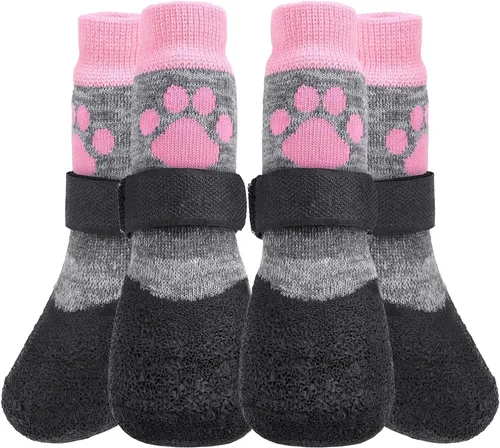 Vista 7 de KOOLTAIL Calcetines Antideslizantes para Perros para Pavimento Caliente/Frío para Evitar que Lamen las Patas, Botines para Suelos de Madera Dura