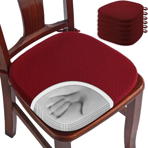 Vista 9 de BUYUE Cojín de Lujo de Espuma Viscoelástica 100% Pura para Silla 1 Paquete, Jacquard 16" Forma de U Cómodo Cojín para Silla de Comedor, Cojín