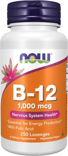 Vista 9 de Suplementos NOW Vitamina B-12 1,000 mcg con ácido fólico, salud del sistema nervioso*, 100 pastillas masticables