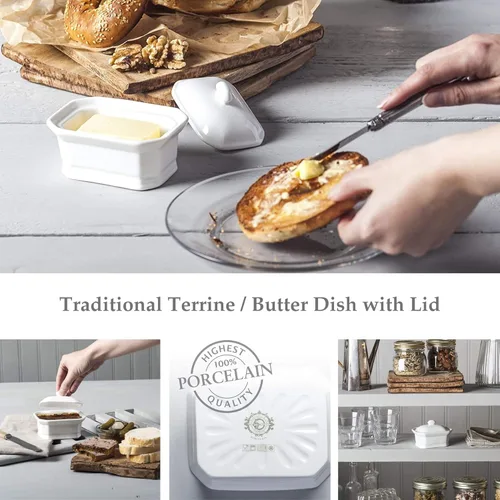 Vista 2 de WM Bartleet & Sons 1750 Plato de mantequilla/terrina con tapa, porcelana, color blanco