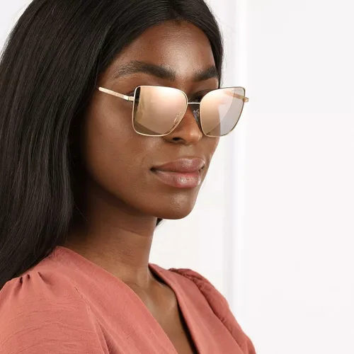 Vista 2 de Michael Kors Gafas de sol para mujer, montura de oro rosa, lentes de espejo de oro rosa, 2.244 in, Bastia Oro Rosa Oro Rosa Mir