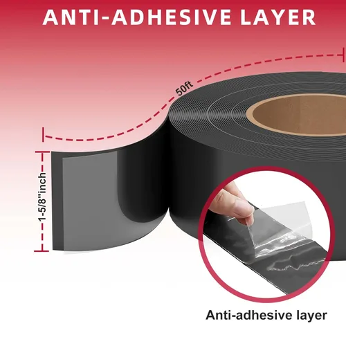 Vista 2 de Cinta de Viguetas para Terrazas de 1-5/8" x 50', 6 Rollos de Cinta de Viguetas de Cubierta Resistente a la Intemperie, Cinta de Viguetas de Butilo
