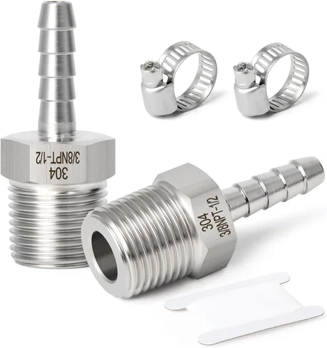 Vista 31 de TAISHER 1 PIEZA Accesorio de Manguera Codo de Acero Inoxidable 304 de 90 Grados - Púa de 1" x Púa de 1" para Combustible/Aire/Líquido/Gas con 2