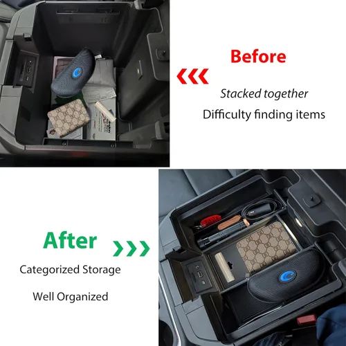 Vista 4 de Zxiaochun Bandeja organizadora para reposabrazos de consola central para Chevy Silverado/GMC Sierra 1500 y 2020-2023 Silverado/Sierra 2500/3500 HD