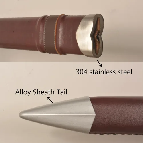 Vista 6 de Espada medieval occidental de 46.5 pulgadas, hecha a mano, acero de alto carbono 1095 de espiga completa (incluye correa para el hombro)