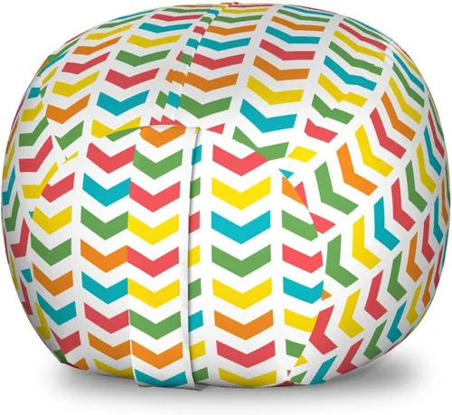 Ambesonne Arrow Storage Toy Bag Chair, Illustration of Colorful Repetitive Arrows Pointing Downwards on a Plain Background, Stuffed Animal Organizer