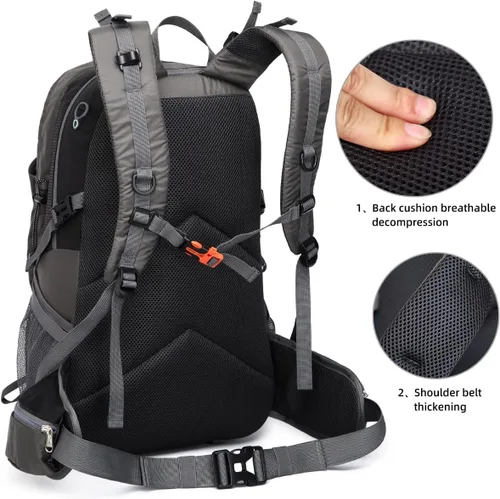 Vista 4 de SPEEDPARK - Mochila de senderismo de 40L, impermeable, mochila de día para senderismo con cubierta contra la lluvia, mochilas de viaje de senderismo
