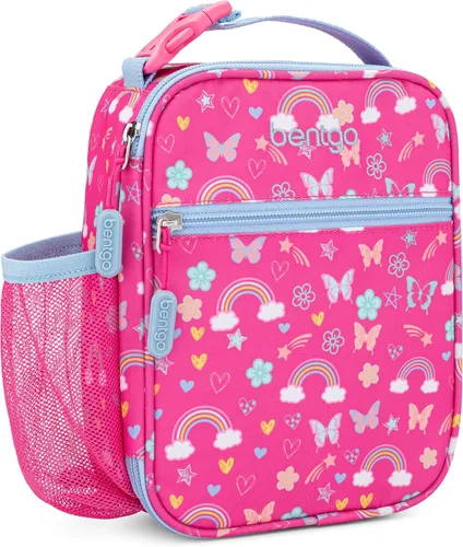 Vista 8 de Bentgo® Bolsa de almuerzo aislada para niños, resistente al agua, reutilizable, ligera y duradera, con soporte para botella de agua y bolsillo