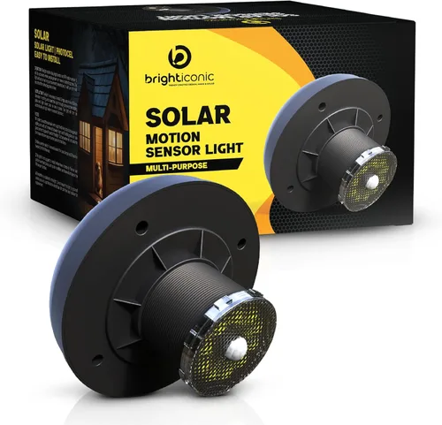 BRIGHTICONIC Luz solar con sensor de movimiento, iluminación activada por movimiento LED para cobertizo, inodoro portátil, gallinero, casa de