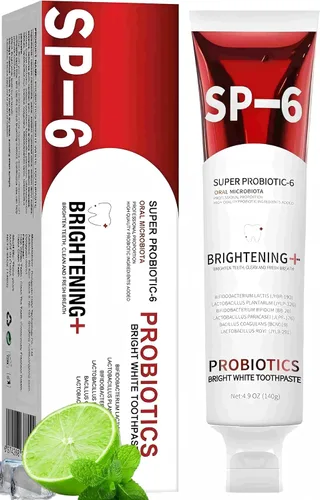 Sp-6 Probióticos Pasta de dientes blanqueadora, Sp-6 Ultra Pasta de dientes blanqueadora, fórmula mejorada con sabor a menta fresca y segura para