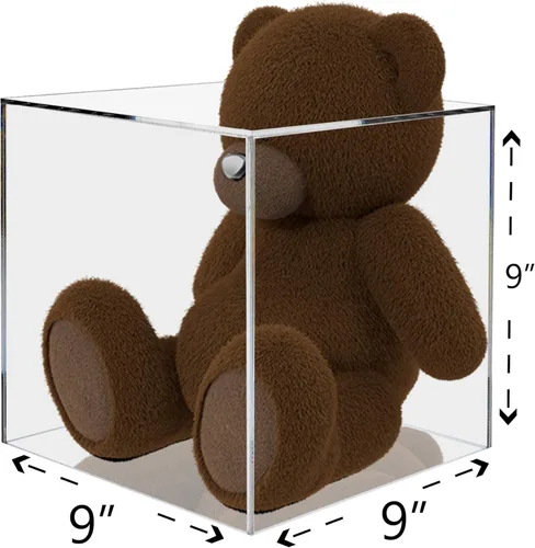 Vista 8 de Titulares de la marcación de joyería de 11.8in, caja expositora o cubo de 5 caras, cristal transparente, acrílico