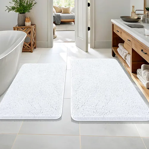 Vista 122 de OLANLY Juego de 2 alfombras de baño de felpilla suave y absorbente, antideslizantes, de secado rápido, lavables a máquina, accesorios de decoración