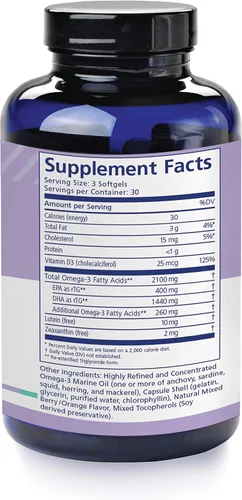 Vista 4 de nūmaqula - Suplemento Omega 3 – 90 cápsulas blandas, suministro de 30 días – Forma de triglicérido Omega 3 reesterficado con 1400 mg de DHA, 400 mg