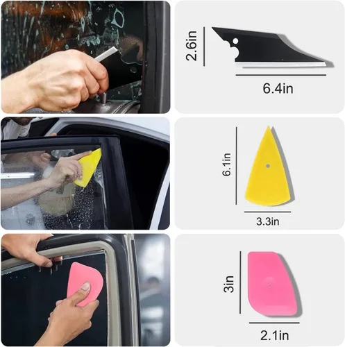 Vista 4 de Kit de aplicación de tinte de ventana de automóvil, herramienta de instalación de película protectora de vidrio para automóvil, espátula de película