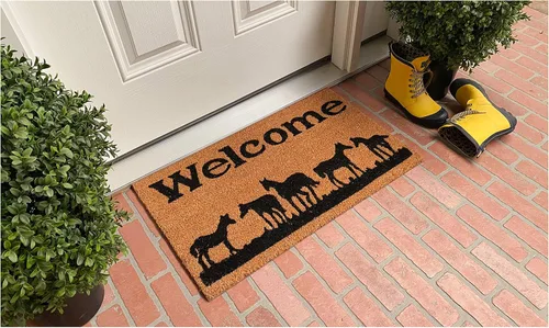Vista 2 de Calloway Mills 120291729 Horses Welcome 17"x29" Coir con Felpudo de vinilo