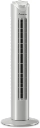 Vista 8 de Comfort Zone - Ventilador de torre para dormitorio, de 32 pulgadas, 3 velocidades, oscilación de 90°, ventilador sin aspas para interior, con asa