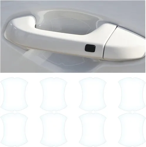Vista 17 de 4 calcomanías protectoras para manija de puerta de automóvil, película protectora universal de fibra de carbono antiarañazos para la mayoría