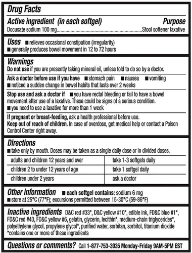 Vista 2 de Kirkland Suavizante de heces Signature 100 mg., 400 cápsulas blandas (paquete de 2)