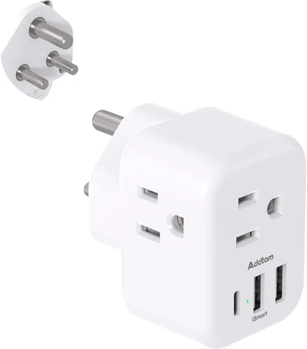Vista 9 de Addtam - Adaptador de enchufe de EE. UU. a Japón, adaptador de toma de 2 a 3 clavijas con 3 tomas de corriente AC y 3 puertos USB (1 USB C)