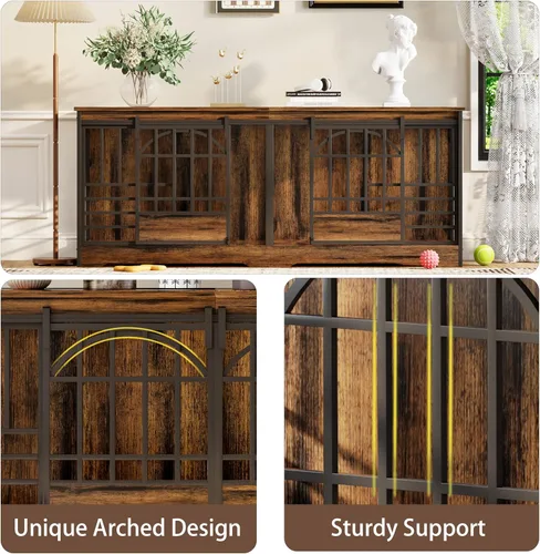 Vista 6 de COZPAW Mueble de jaula doble para perros de 78 pulgadas, perrera extra grande para interiores para 2 perros, jaula resistente para perros