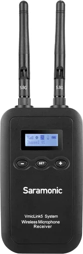Vista 5 de Saramonic Sistema de micrófono Lavalier inalámbrico de 5.8 GHz para 3 personas con receptor de 3 canales (VmicLink5 RX+TX+TX+TX)
