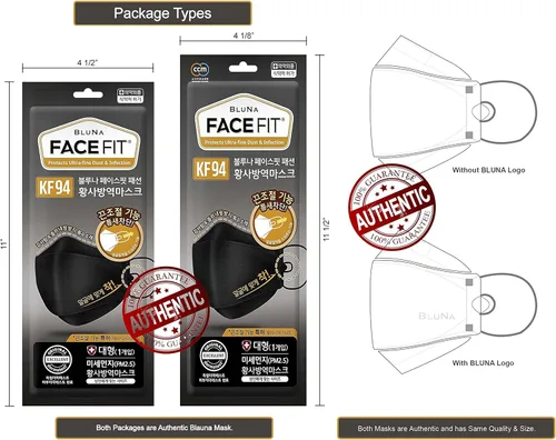 Vista 2 de AUTHENTIC: Premium KF94 Certificado [GRANDE] Mascarilla de seguridad coreana [lazo ajustable para las orejas] HECHO EN COREA