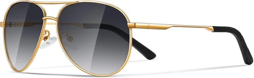 Vista 30 de Gafas de sol polarizadas aviador para hombre y mujer Marco A1-Negro Lente Gris