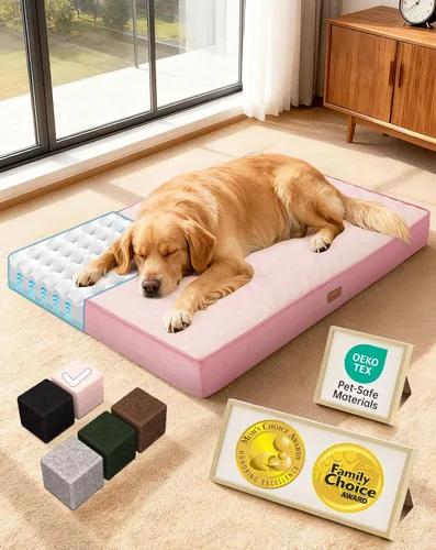 Vista 25 de OhGeni Cama ortopédica impermeable para perros pequeños, funda extraíble lavable a máquina en tela fácil de limpiar, espuma viscoelástica reversible