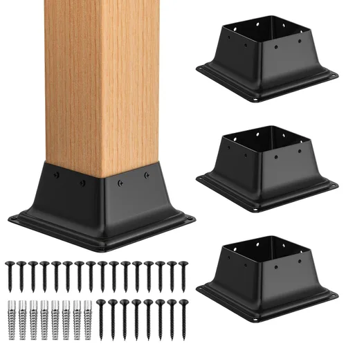 Vista 9 de FMhotu 4x4 Base de poste 2 piezas, soporte de poste de acero recubierto en polvo resistente de 3.6"x3.6" interno, adecuado para poste de madera