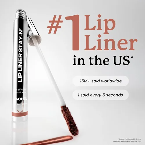 Vista 2 de Sacheu Lip Liner STAY-N Peel Off Lip Stain — Tinte labial impermeable de larga duración con ácido hialurónico y vitamina E — Acabado mate a prueba