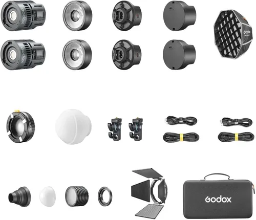 Vista 9 de Godox Kit de 2 luces LED RS60Bi de 60 W, iluminación continua LED bicolor de 60 W para fotografía de estudio al aire libre, grabación de video luces