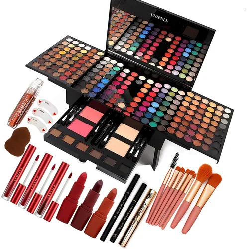 Juego de maquillaje de 190 colores, kit de maquillaje profesional para mujeres, juego completo, todo en uno para mujeres y principiantes, incluye