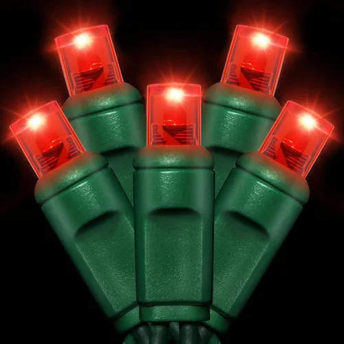Vista 9 de Cadena de luces LED de 25 pies, 50 L, 6 pulgadas de espacio, cable verde, rojo y verde