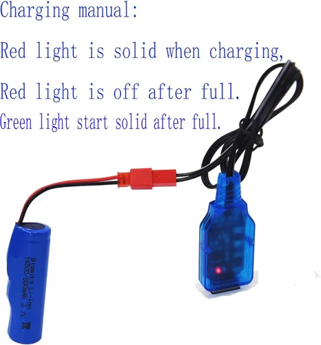 Vista 3 de Blomiky 3.7 V 500 mAh batería recargable de iones de litio con enchufe JST y cable USB para Huina 1337 1338 RC construcción camiones /1337 JST