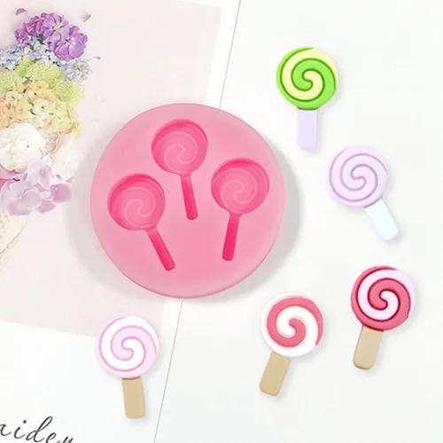 Vista 4 de KuuGuu 3 moldes para fondant de piruletas, moldes de decoración de pasteles en forma de caramelo para hornear cupcakes, para pudín, muffins