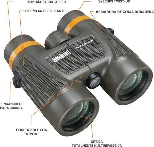 Vista 2 de Bushnell H2O Xtreme 181042C - Binoculares compactos impermeables de 10 x 42 con lente totalmente multicapa para caza y navegación