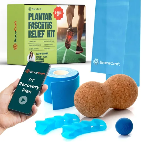 Kit de alivio de fascitis plantar de 5 piezas – Kit diseñado por doctores para aliviar el dolor de talón con 5 herramientas de curación, equipo de