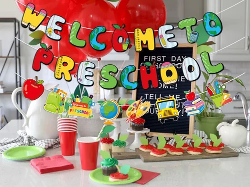 Vista 2 de Cartel de bienvenida a preescolar, decoraciones de regreso a clases preescolar, decoraciones de aula preescolar, decoraciones de regreso a clases