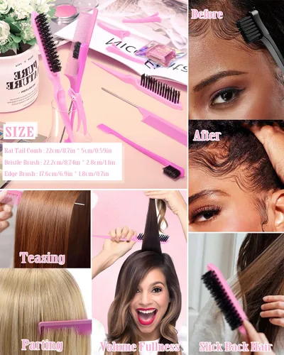 Vista 5 de Barra de cera para el cabello y cepillo para el cabello de espalda resbaladiza – Control de encrespamiento para mujeres y niños, no grasa y sin