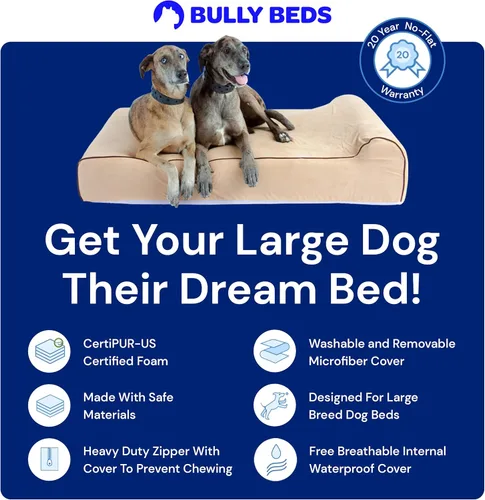 Vista 3 de Bully beds Cama ortopédica de espuma viscoelástica para perros mayores, ancianos y artríticos con problemas articulares y musculares, camas