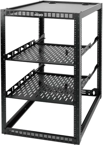 Vista 8 de Tecmojo Rack de red de marco abierto de 12U para equipo de TI y AV, rack AV de pie o montado en la pared, con 2 estantes de rack 1U y hardware