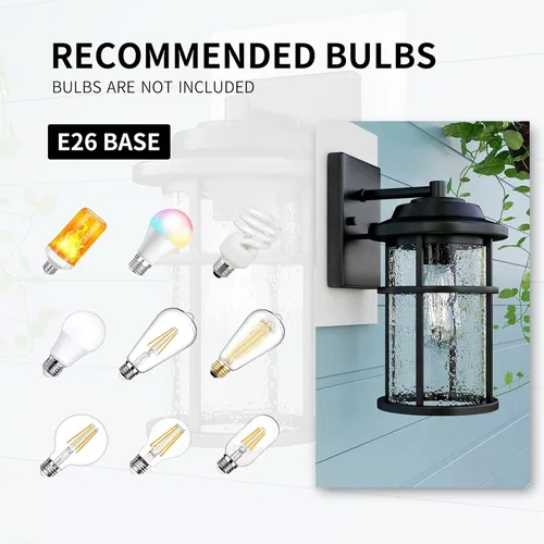 Vista 6 de Pia Ricco Luces exteriores para casa, lámpara exterior, aplique de pared impermeable de gran tamaño, linterna negra antioxidante con pantalla