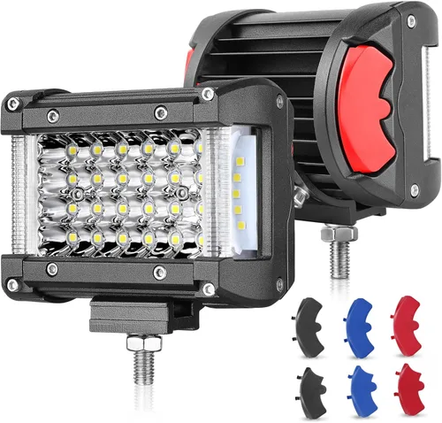 Vista 8 de Luces LED de disparo lateral, Muto-Beam, 2 piezas, 4 pulgadas, cuatro filas, luces LED para niebla, lámparas impermeables para conducción