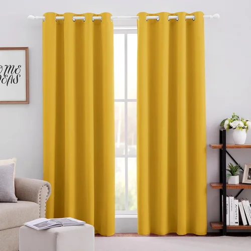 Vista 87 de HOMEIDEAS – Cortinas opacas de 52 x 84 pulgadas de largo, 2 paneles de cortinas para oscurecer la habitación, térmicas, insonorizadas, con ojales