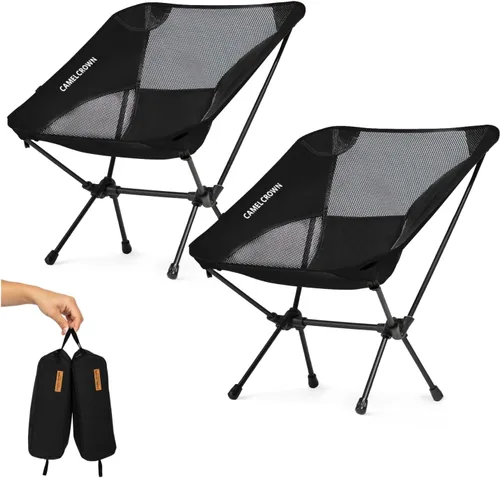 Vista 12 de CAMEL CROWN Silla de camping resistente para mochileros, silla plegable ultraligera con bolsa de transporte, portátil compacta para exteriores
