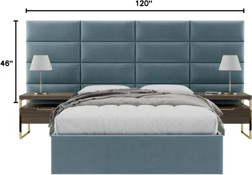 Vista 356 de Vänt - Paneles tapizados de cabecera para montar en la pared, diseño Isabelle, 60 x 23 pulgadas, configuración de 4 paneles individuales